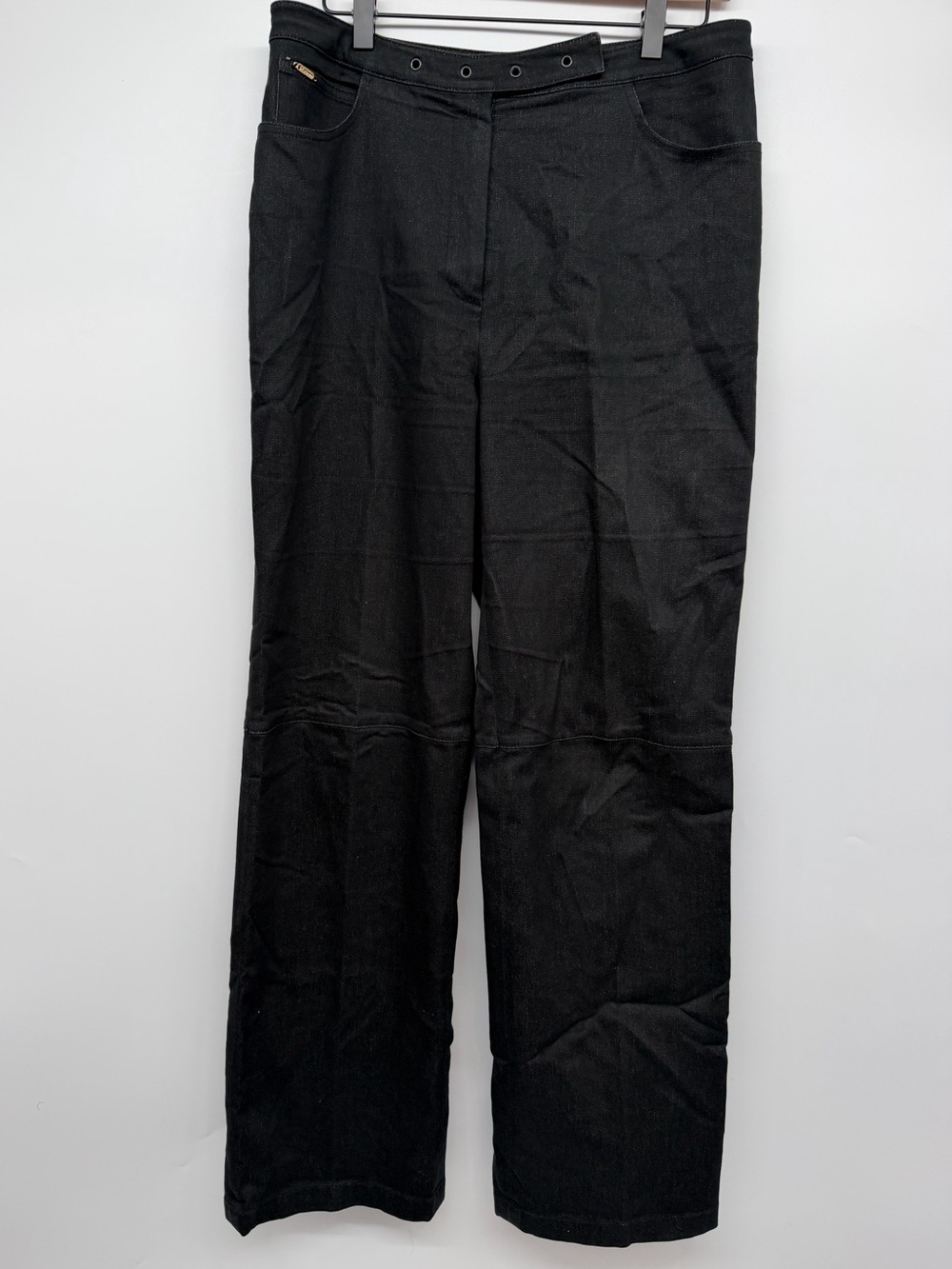 St. John Sport by Marie Gray Black Lace-Up Wide Leg Pants Size 10 Y2K